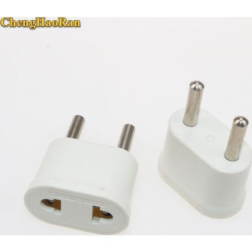 ChengHaoRan 1pcs US To EU Plug Power Adapter White Travel Power Plug Adapter Converter Wall Charger