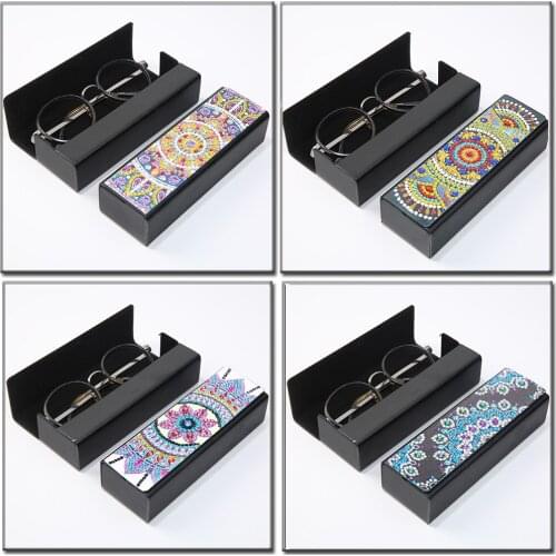 Glasses Storage Box DIY Diamond Painting Sunglasses Case Portable Leather Eyeglasses Box Diamond Craft Gift Art Rhinestone Decor