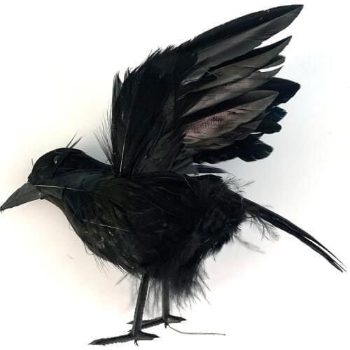 Hot 2021 New Raven Feather Art Artificial Halloween Artificial Feathered Crows Raven Model Party Props Garden Yard Decor