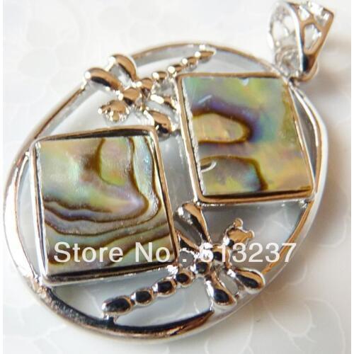 HOT!hot new 2014 Fashion Style diy 25x32mm Green Cube Abalone Shell & Dragonfly Pendant MY4758