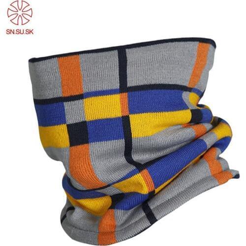 Plaid Warm Scarf Winter Outdoor Knitted Face Mask Men Double-deck Polar Fleece Windproof Ski Bicycle Loop Scarf Male Warm Neck