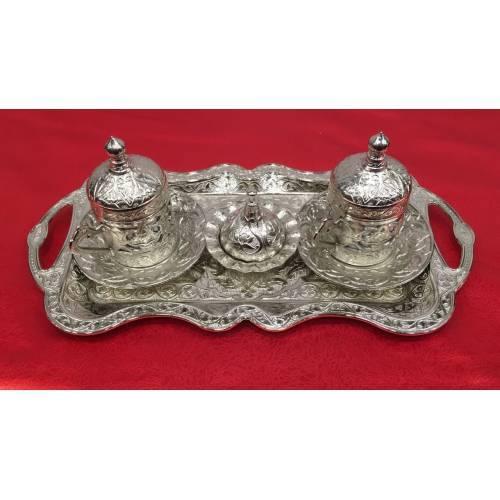 Coffee Set Silver Ottoman Motif Coffee Set Gray Turkish Coffee cup 2 Personality Nostalgia Coffee Team