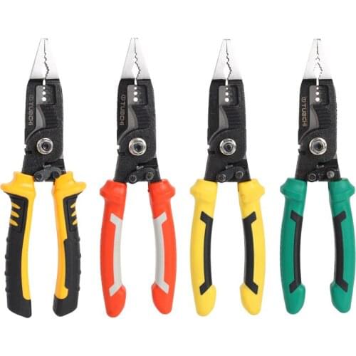 JUNEFOR Multifunctional Electrician Pliers Long Nose Pliers Wire Cable Cutter Stripper Terminal Crimping Pliers Hand Tools