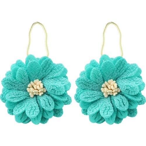 Dvacaman Fashion Simple Colorful Fabric Flower Statement Drop Earrings for Women Korean Boho Wedding Party Ear Jewelry Wholesale