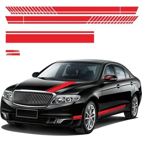 Adeeing 3pcs Car Stickers Black/White/Red/yellow/blue Car Body Racing Side Door Long Stripe Vinyl Auto Stickers Decal