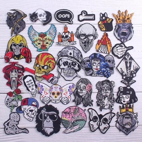 Ghost Girl Punk Patch Embroidered Patches For Clothing Iron On Patches For Clothes Animal Biker Patch Skull Butterfly Stickers