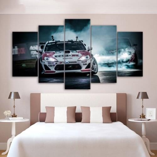 Wallpaper Frame Modern Painting 5 Panel Red Bus Print HD Landscape For Living Room Decoration Pictures Home Decor Canvas Poster