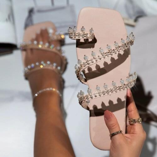 2021 Summer Women Crystal Shoes Sandals Open Toe Sandals Vintage Anti-slip Breathable Casual Female Flat Retro Shoes Femme