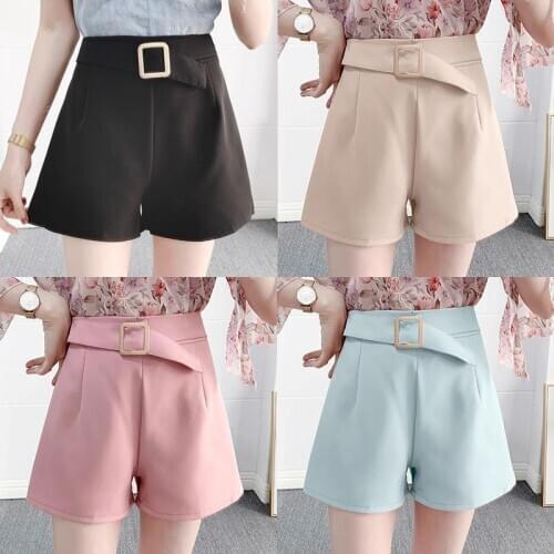 Shorts 2021 spring, summer and autumn new chiffon wide-leg pants womens high waist loose thin black A suit shorts