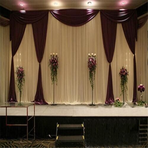 Wedding 3mx6m stage backdrop decoration stage background with Beatiful Swag wedding stage curtain party backdrop curtains