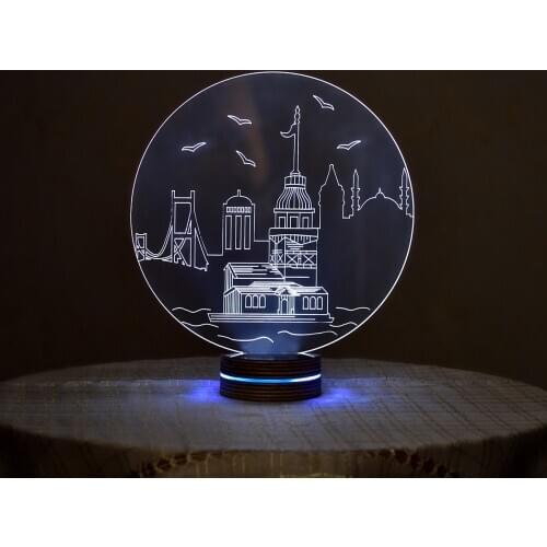 LED Night Lamp 3D Illusion Table Lamp For Home Decorative Light Istanbul Girl Tower Design