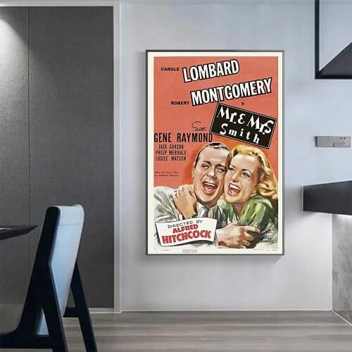 V0313 Mr. & Mrs. Smith Vintage Classic Movie Wall Silk Cloth HD Poster Art Home Decoration Gift
