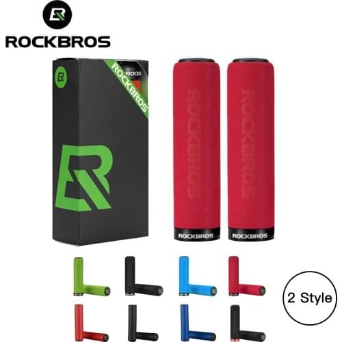 ROCKBROS Bicycle Grips MTB Silicone Sponge Handlebar Grips Anti-skid Shock-absorbing Soft Bike Grips Ultraight Cycling Handlebar