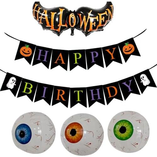 New new product 22 inch 4D eyeball aluminum foil balloon Halloween ghost festival aluminum foil balloon Happy Halloween bunting