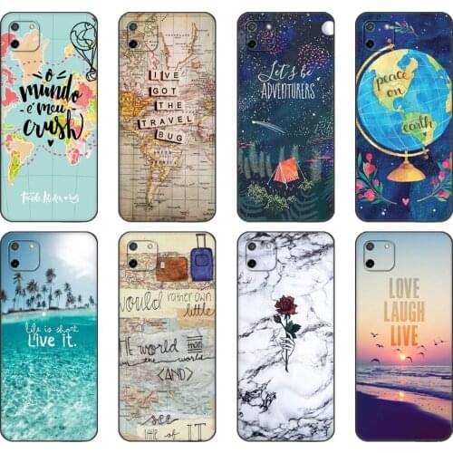 Black tpu Case For OPPO Realme C11 C20 C21 Case Back Cover Bumper Summer Travel Pack your Bags Lets Go Clear