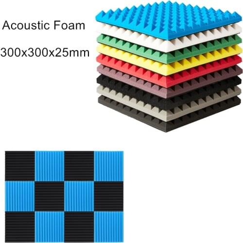 12PCS Studio Acoustic Foam Sound Studio Foam Proofing Protective Sponge Soundproof Absorption Treatment Panel 300x300x25mm