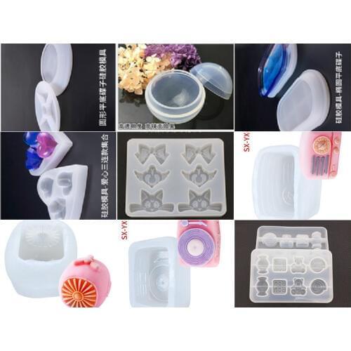 1PC Crystal Epoxy mold Mirror love aroma gypsum silicone mould Candy Bear Pendant girl frosted bow round oval flat bottom plate