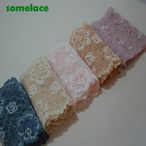 2Yds/Lot)Pink~Yellow~Tan~Blue Etc Calico Hair Decoration Elastic Stretch Lace Trim Wedding Dress Skirt Lace Trim Undergarment