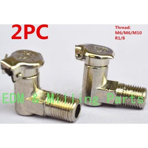 2PC CNC Milling Machine Spring Cover Oil Cup L-shaped Right Angle Oil Nozzle M6 M8 M10 R1/8 For Lathe EDM Sparks Drill