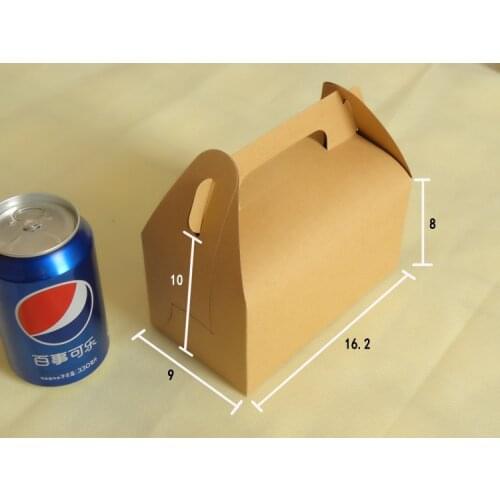 30pcs 16.2*9*8cm Brown Packaging Kraft Paper Mousse Box with Handle For Candy\Cake\Dessert Packing boxes