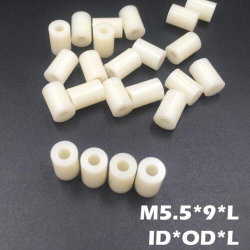 300pcs M5.5 5.5*9*15 5.5x9x15 5.5*9*18 5.5x9x18 ID*OD*L ABS Plastic Nylon Round Column Insulation Shim Washer Standoff Spacer