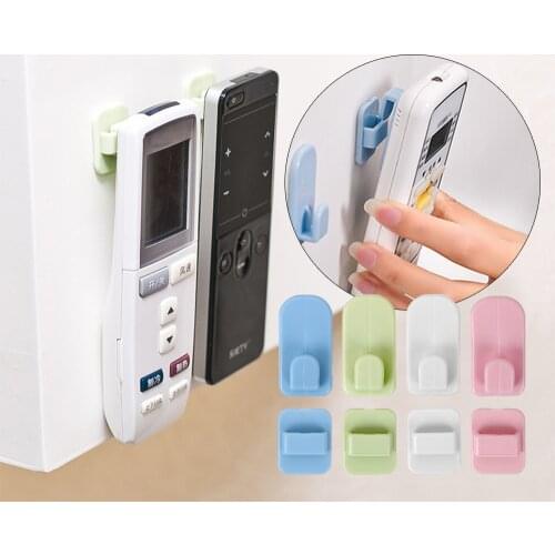4Pcs Sticky Hooks Kit for TV Air Conditioner Remote Controller Hanger Key Practical Use Wall Storage Holder Bathroom Accessories