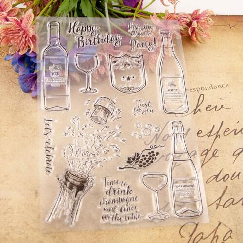 Champagne Glass Clear Stamp Transparent For Scrapbooking DIY Card Handmade Kid Funny Seal Stencil Poster Making Postercard