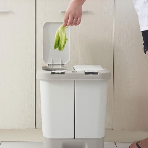 Big Modern Trash Can With Lid Classified Plastic Kitchen Storage Trash Can Cover Cabinet Kosz Na Smieci Home Products DH50LJT