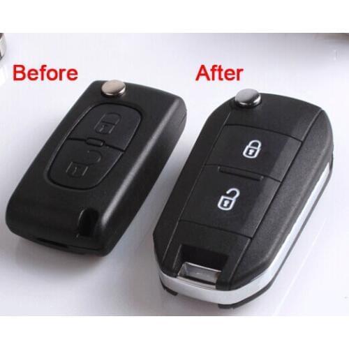 2 Buttons Replacement Modified Flip Folding Remote Key Shell Case For Citroen With Groove Blade 0536