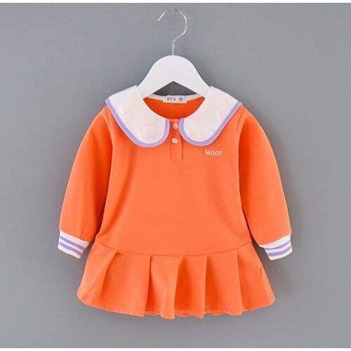 Children Dresses Girls Long Sleeve Autumn Clothes Kids rainbow printed Stripe Peter Pan Collar Sweet Tutu Dress Baby Outfit 1-3Y