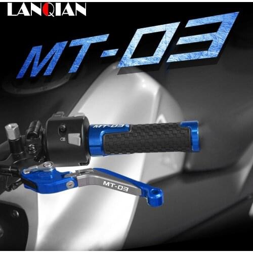 For Yamaha MT03 Motorcycle Aluminum Brake Clutch Levers & Handlebar Grips MT-03 MT 03 2015 2016 2017 2018 2019 Accessories
