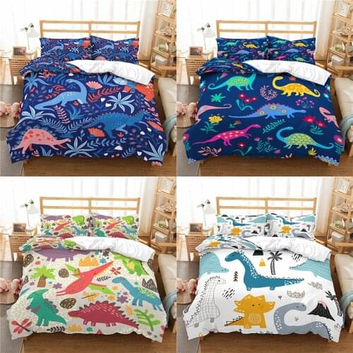 Home Textile Luxury 3D Dinosaur Print 2/3Pcs Comfortable Duvet Cover PillowCase Bedding Sets Queen and King EU/US/AU Size