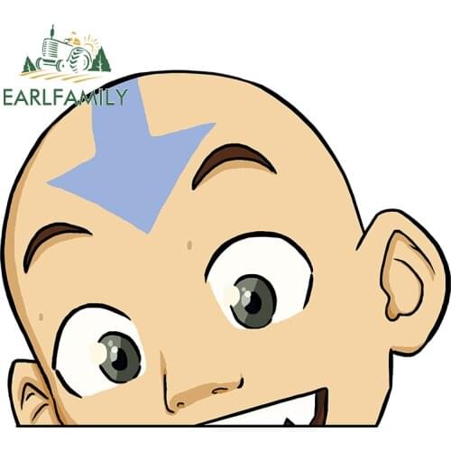EARLFAMILY 13cm x 10.3cm for Avatar Aang Funny Car Stickers Waterproof Decal Bumper Scratch-proof Sticker Decoration