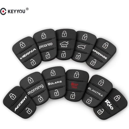 KEYYOU 50x Rubber Button Pad For Hyundai l10 l20 l30 Picanto Solaris RIO Sportage Elantra Kia Verna Picanto k2 Flip Remote Key