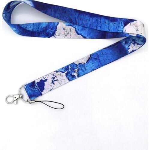 World Map Printing Keychain Lanyard For Key Gym USB ID Card Badge Holder DIY Hang Rope Keyring Mobile Phone Accessories Gift