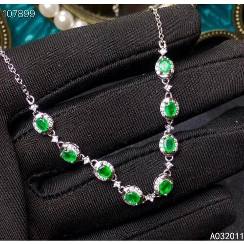 KJJEAXCMY fine jewelry natural Emerald 925 sterling silver trendy new girl gemstone hand bracelet support test hot selling