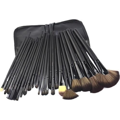 LAMUSELAND 32Pcs/Set Facial Makeup Brush Kit Makeup Brushes Tools Set with Black Leather Case #1432