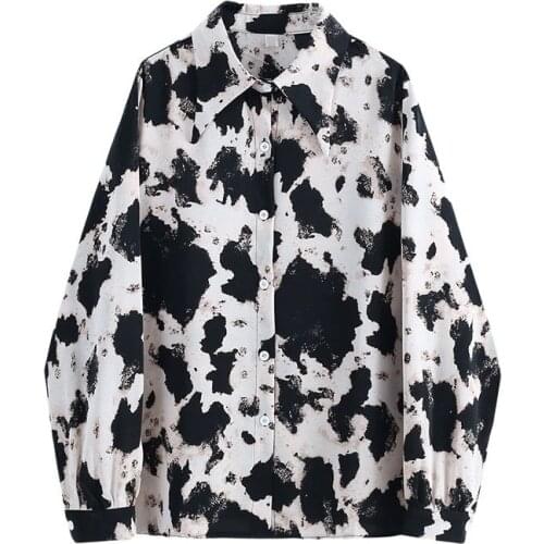 Leopard Design Women Shirts Spring New 2021 Long-Sleeved Loose Oversized Office Lady Elegant Outwear Tops