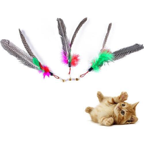 HOT SALES!!! New Arrival Pet Cats Kitten Stick Wand Bell Feather Replacement Head Playing Interactive Toy Wholesale Dropshipping