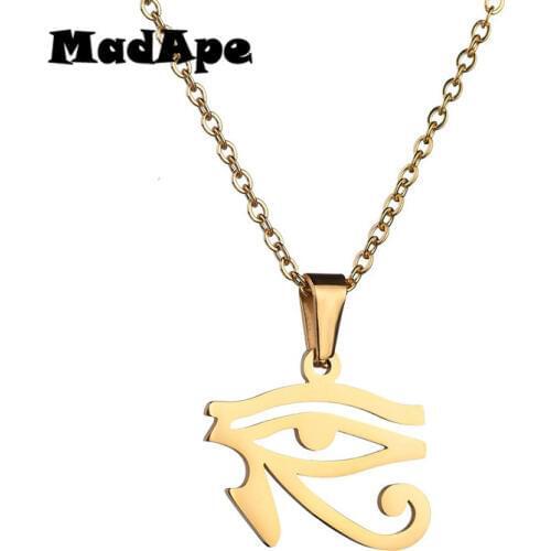 MadApe Egyptian Gods Power Eye Necklace Eye Of Horus 316L Stainless Steel Clavicle Chain Necklace For Woman Sweater Chain