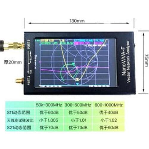 NanoVNA -F VNA Nano Portable Vector Network Analyzer SWR Meter 50k-1.5GHz 4.3 Inch IPS TFT Digital Shortwave MF HF VHF