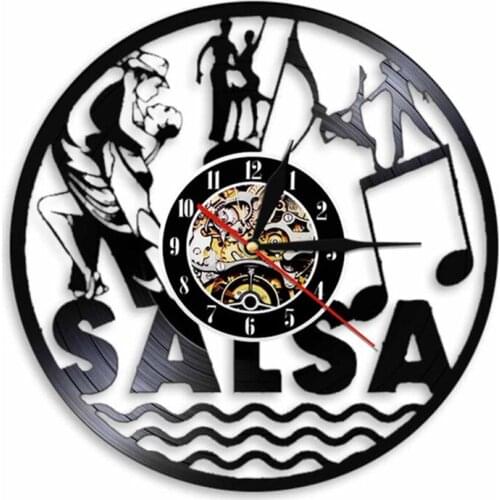 Salsa Dance Latin Dance Wall Art Dancing Couple Vinyl Record Wall Clock Latin Ballroom Dance Studio Decorative Clock Dancer Gift