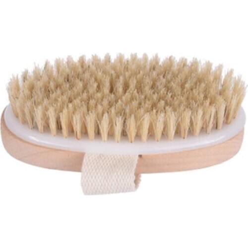 Natural Boar Bristles Dry Body Brush Wooden Oval Shower Bath Brushes Exfoliating Massage Cellulite Treatment Blood Circulation