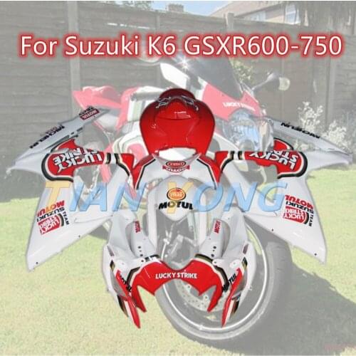 New ABS Whole Fairings Kit Fit For Suzuki GSXR600 GSXR750 2006 2007 custom White Red lucky strike body protection cover fender