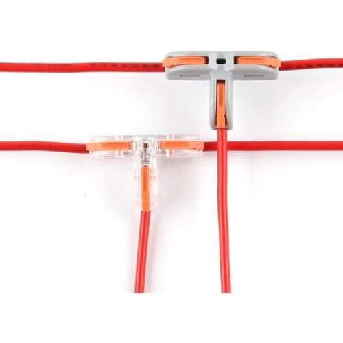 New universal T-type wire connector push-in quick distribution terminal transparent copper clip home main distributor