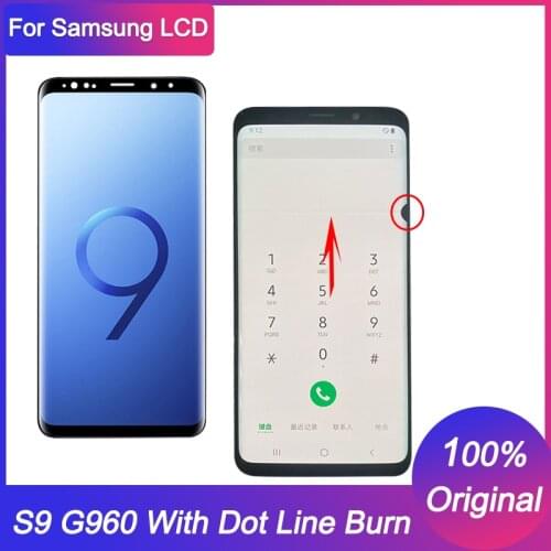 ORIGINAL Replacement for SAMSUNG Galaxy S9 LCD display Touch Screen Digitizer with Frame G960 G9600 With Line Dot
