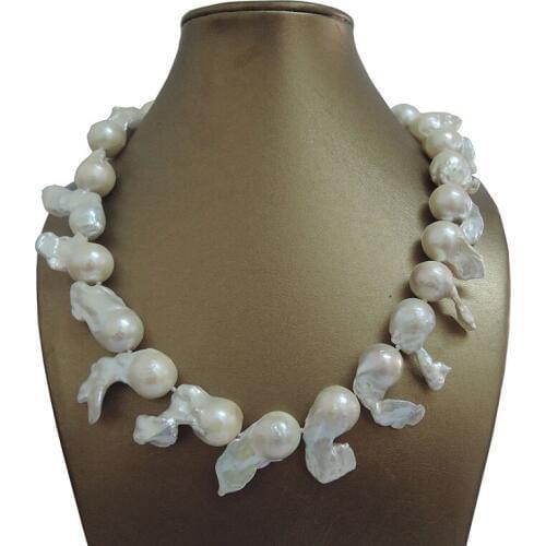 100% NATURE FRESHWATER BIG SPECIAL Baroque PEARL NECKLACE-good quanlity-925 SILIVER HOOK
