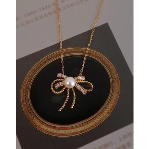 Bow Knot 925 Sterling Silver Necklace Chain with Pendant Findings Base Jewelry Parts Fittings for Pearls Corals Jades Stones