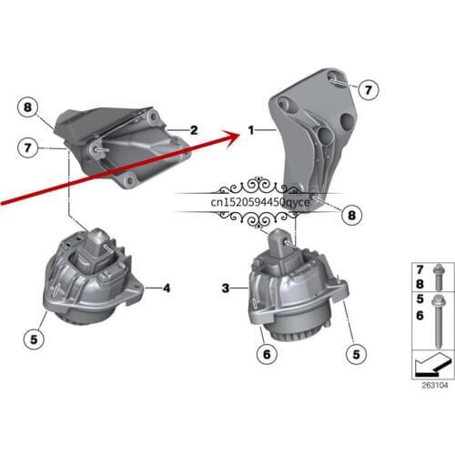Car engine suspension machine foot pad F11 F10 520Db mwN47 N20 F18 530LE Fixed bracket cushion rubber sleeve base