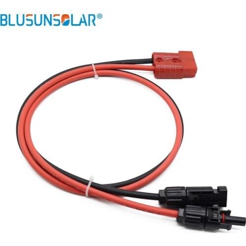 50A 600V Double Hole Battery Connector With 4 Meter 4mm2 Cable Wire Red And Black For Solar Panel Solar